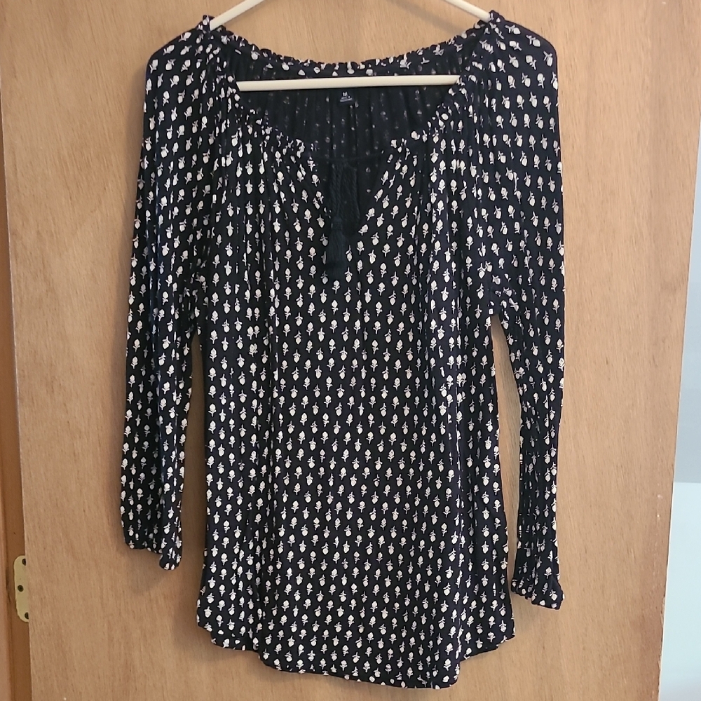 Black And Cream Patterned Women's Top